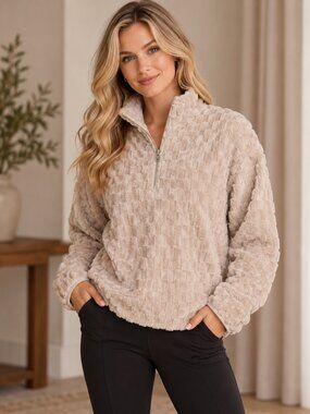 NWT Knapp Studio Women's Dusty Rose Fleece 1/4 Zip Pullover Size Medium